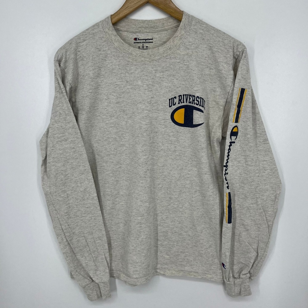 Champion UC Riverside UCR Long Sleeve T-Shirt Mens Small Heather Gray Athletic